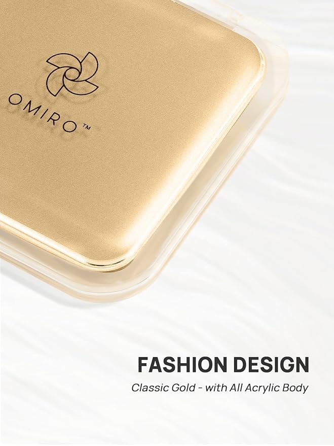 OMIRO Folding Compact Mirror, 1X/30X Magnification 3½” Pocket Size Square Hand Mirror for Travel Makeup (Gold)