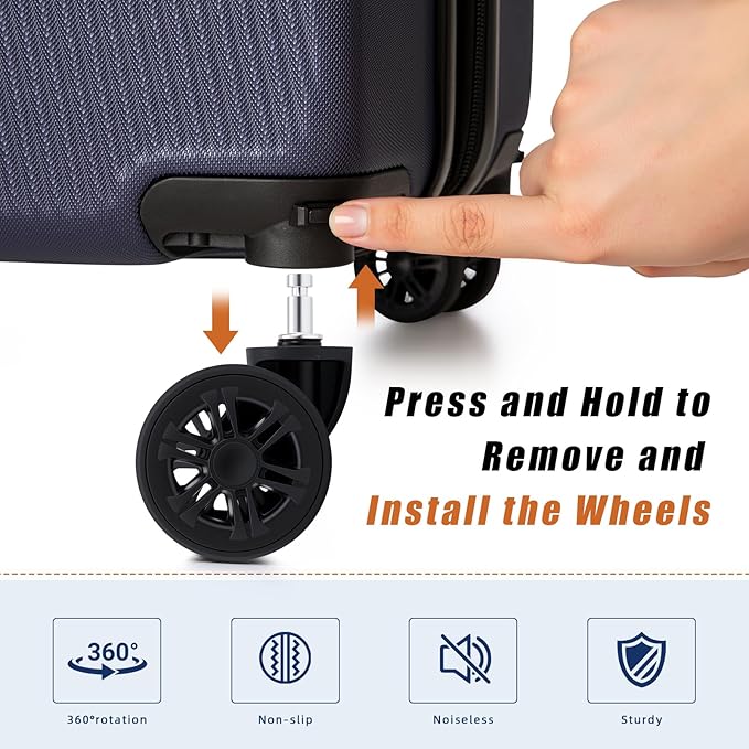 Expandable Carry on Luggage Sets,Suitcases with Detachable Wheels Hardshell 22x14x9 Airline Approved,Lightweight Luggage Set with TSA Lock,Carry on Suitcase
