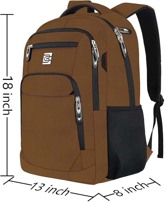 Volher Laptop Backpack,Business Travel Anti Theft Slim Durable Laptops Backpack,Water Resistant College Computer Bag for Women & Men Fits 15.6 Inch Laptop and Notebook-Brown