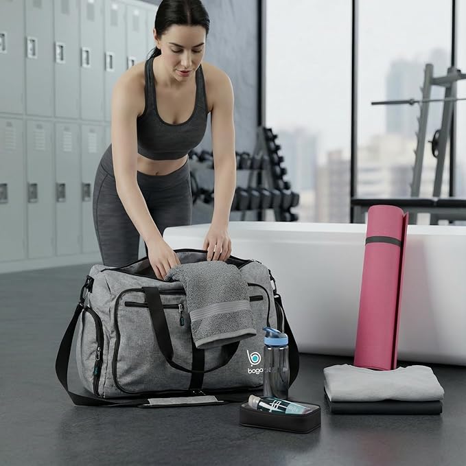 Bago Compact Duffle Bag for Travel Women & Men. Durable Lightweight Foldable Travel Duffel Bags For Traveling Women. 40L Duffle Bags a Reliable Weekender duffel or Overnight Bag With Shoe Compartment