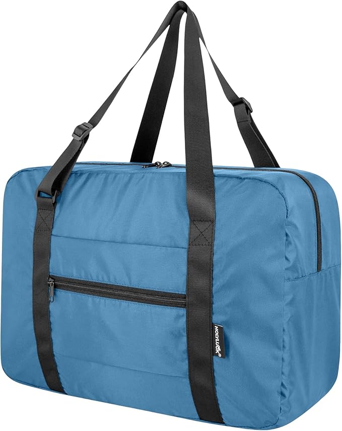 Foldable Travel Duffle Bag, Airlines Approved Carry On Bag Weekender Overnight Bag for Men Women, 23L (Airforce blue)