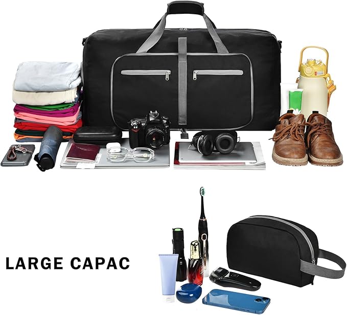 Felipe Varela Duffle Bag with Shoes Compartment and Adjustable Strap,Foldable Travel Duffel Bags for Men Women,Waterproof Duffel Bags