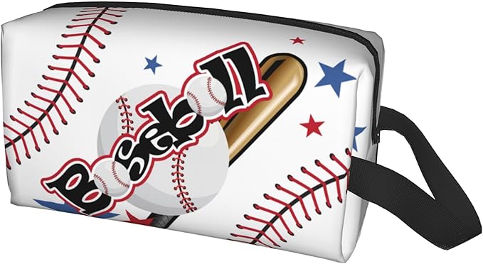 Kids Travel Toiletry Bag for Boys Girls - Waterproof Makeup Pouch Hanging Cosmetic Wash Bags Dopp Kit Shaving Bag for Toiletries Accessories(Baseball)