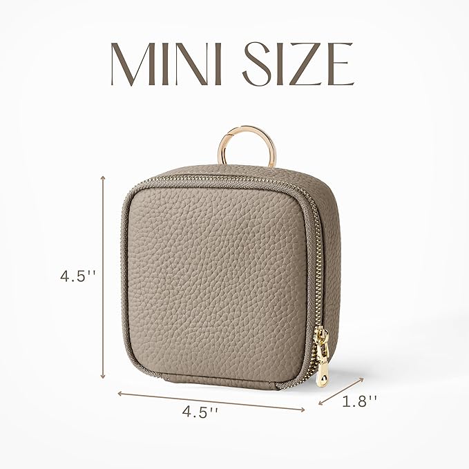Clear Cosmetic Bag Double Layer Travel Toiletry Bag Clear Makeup Bag Case with 4 Compartments, Transparent Travel Bag for Toiletries, Large Toiletry Bag for Women Cosmetic Case (Taupe, Mini)