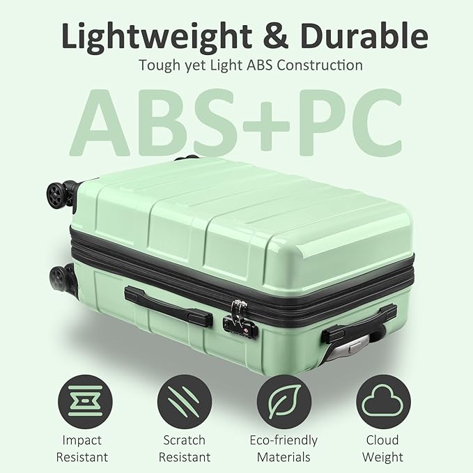 Carry on 20inch Luggage with Spinner Wheels, Lightweight PC+ABS Hard Shell Suitcases, Expandbale Storage & TSA Aprovel Lock