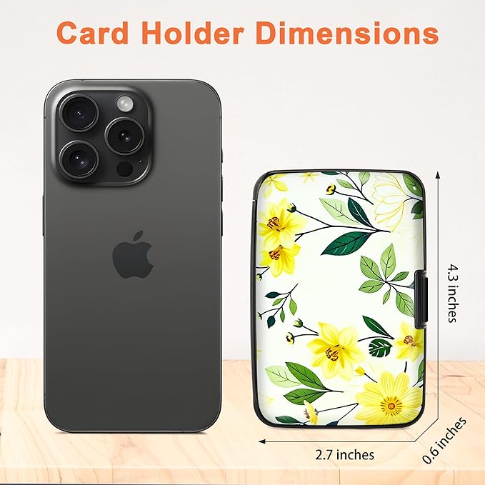 Mayski Credit Card Holder, RFID Blocking, Aluminum Alloy Hard Case, Small Mini Business Metal Wallet for Women Men, Dahlia