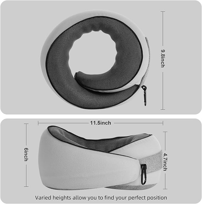 Travel Pillow - Neck Pillow Airplane Memory Foam Filling for Plane,Cars Sleeping, Road Trip, Long Flights, Portable Plane Accessories, Includes Eye Mask & Earplugs (Black)