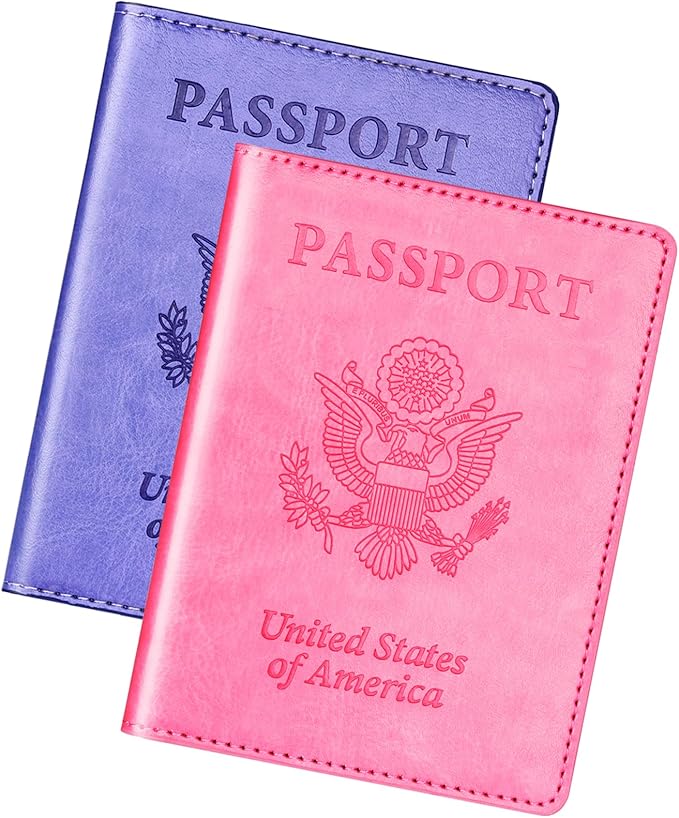 Herain Passport Holder for Travel Cruise Essentials 2 Pcs, Passport Cover Wallet Case Travel Gifts Women Men Family, Passports Book Holders Vacation Accessories Must Haves