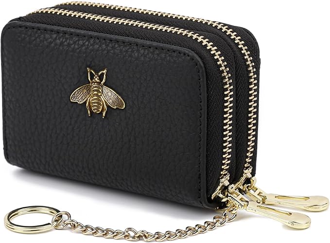imeetu RFID Credit Card Holder, Small Leather Zipper Card Case Wallet for Women