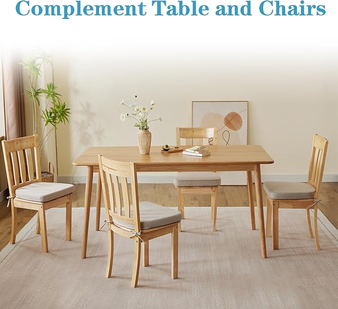 Chair Cushions for Dining Chairs Set of 4, Non Slip Kitchen Chair Pads, 17" x 16" x 2", Indoor Dining Chair Cushions with Ties, D-Shaped Seat Cushions for Kitchen Chairs, Beige