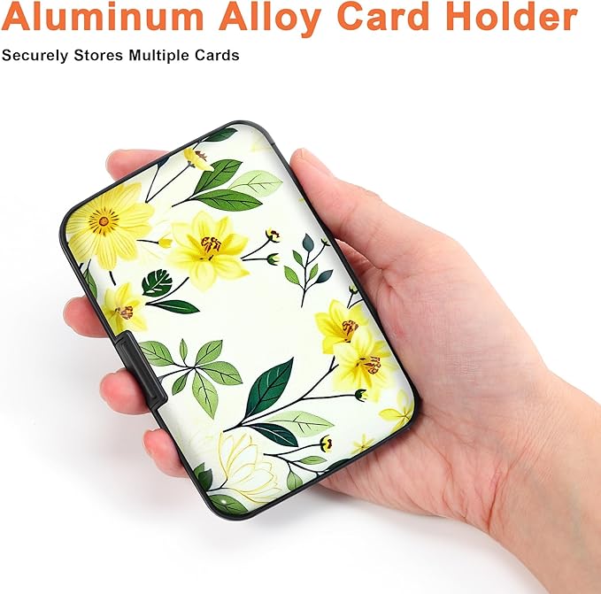 Mayski Credit Card Holder, RFID Blocking, Aluminum Alloy Hard Case, Small Mini Business Metal Wallet for Women Men, Dahlia