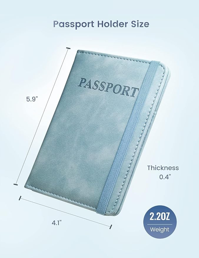 Passport Holder Passport Case Travel Wallet with See-Through Card Holder Passport Cover with RFID Blocking Clear Pocket for Photo Calf Leather