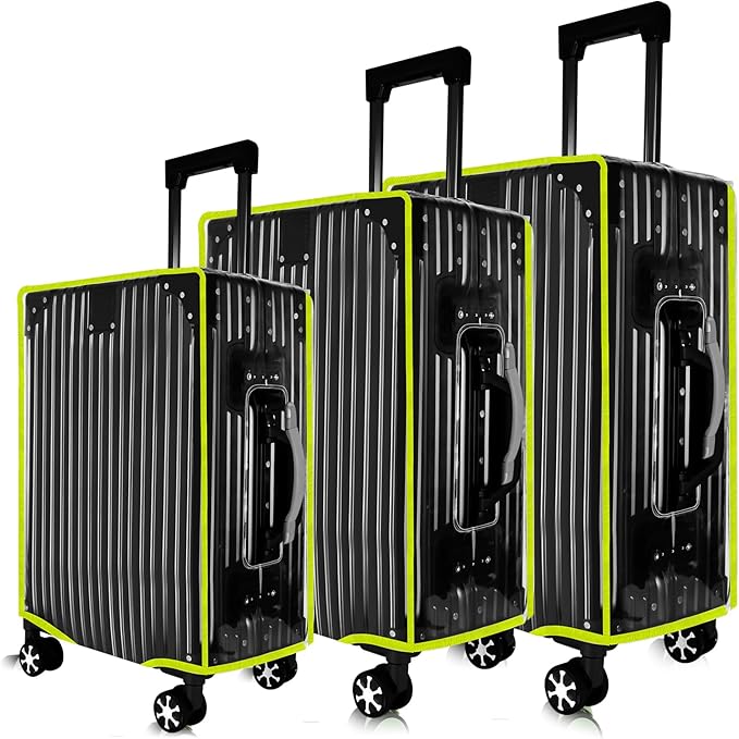 3 Pcs Thicken Clear Luggage Cover Protector, 20" 24" 28" Clear Luggage Covers for Suitcase Waterproof Dustproof Anti-scratch Travel Suitcase Covers Case for Wheeled Luggage
