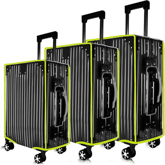 3 Pcs Thicken Clear Luggage Cover Protector, 20" 24" 28" Clear Luggage Covers for Suitcase Waterproof Dustproof Anti-scratch Travel Suitcase Covers Case for Wheeled Luggage