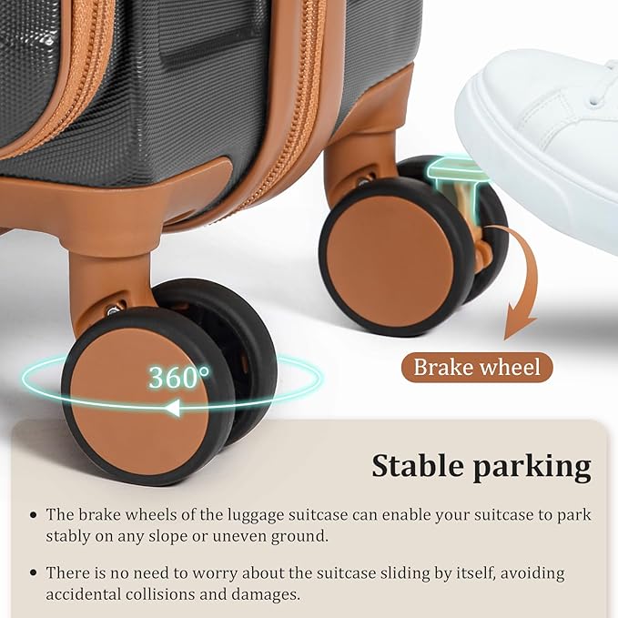 imiomo Carry on Luggage Airline Approved with Front Pocket and USB Port, Hard Shell 20 Inch Travel Carry-on Suitcase with Spinner Wheels and TSA Lock, Grey