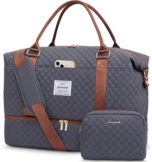 LOVEVOOK Travel Duffle Bag,Weekender Bags for Women with Shoe Compartment，Carry on Overnight Bag with Toiletry Bag,Gym Duffel Bag with Wet Pocket, Hospital Bags for Labor and Delivery
