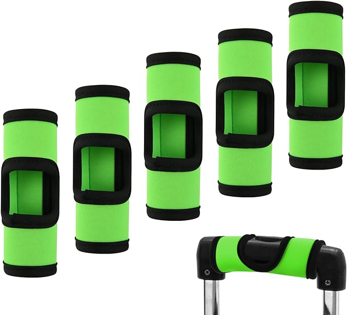 Cosmos 5 Pcs Neoprene Luggage Handle Wrap Soft Grip Handle Cover Luggage Identifier with Hollow Design for Push-Button Handle Trolley Handle and Travel Suitcase Trolley Case