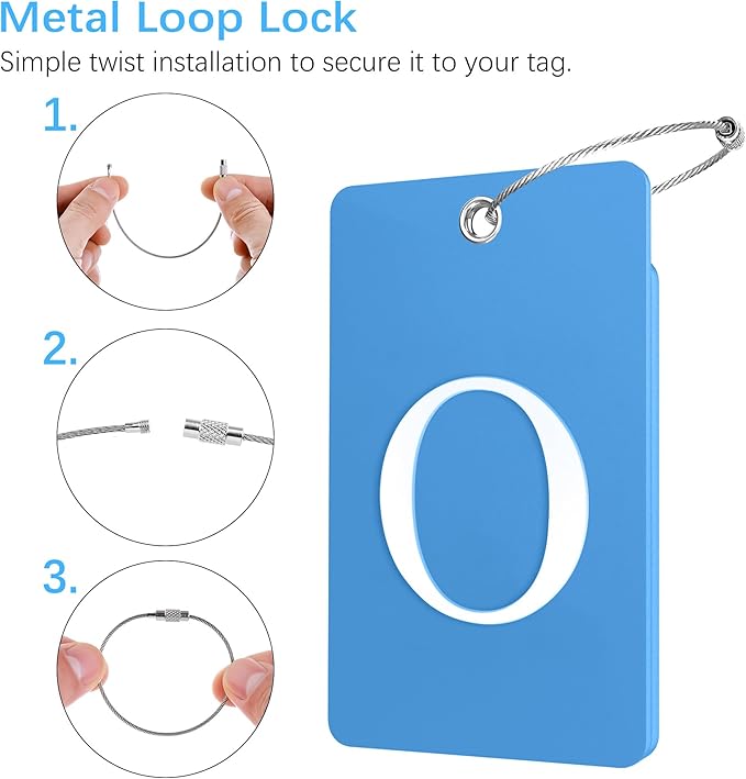 Gostwo 2 Pack Luggage Tags for Suitcases, 26 Initial Letter Travel Luggage Baggage Identification Labels ID Tag Fully Bendable Tags with Stainless Steel Loop (Blue) (Letter O)