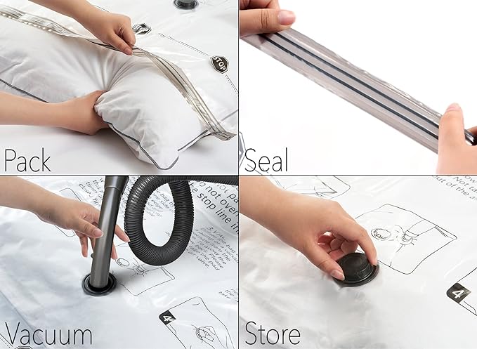 SpaceAid Jumbo Vacuum Storage Bags, Space Saver Sealer Compression Bags for Comforters, Blankets, Pillows, Bedding, Clothes (X-Large 6 Pack)