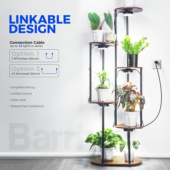 Barrina Orbgrow OG09 Puck Grow Light, 36W(4 x 9W), 5000K, 4 Packs, Black | Full Spectrum Plant Light for Indoor Plants, Magnetic & Linkable, Small Grow lamp, Perfect for Plant Shelf