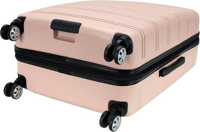 Rockland Melbourne Hardside Expandable Spinner Wheel Luggage, Champagne, Checked Large 28"