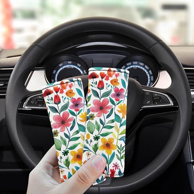 BIGCARJOB Stylish Flower Luggage Handle Wrap Set for Women Girls Luggage Accessories Set 2 Pieces Flower Print Suitcase Handle Sleeve Cover Identifier Travel Bag Wraps