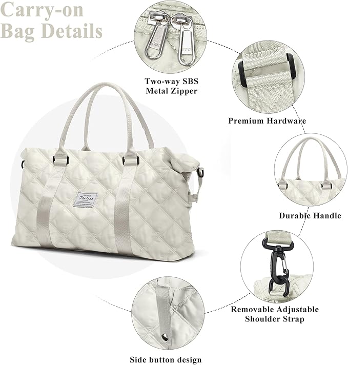 HYC00 Travel Duffel Bag,Carry-on Overnight Weekender Bags for Women,Sports Tote Gym Bag with Wet Pocket
