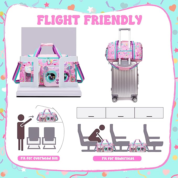 Kids Duffle Bag Girls Travel Bag for Kids Overnight Bag for Girls Dance Bag for Girl Weekender Bag Gym Bag with Shoe Compartment