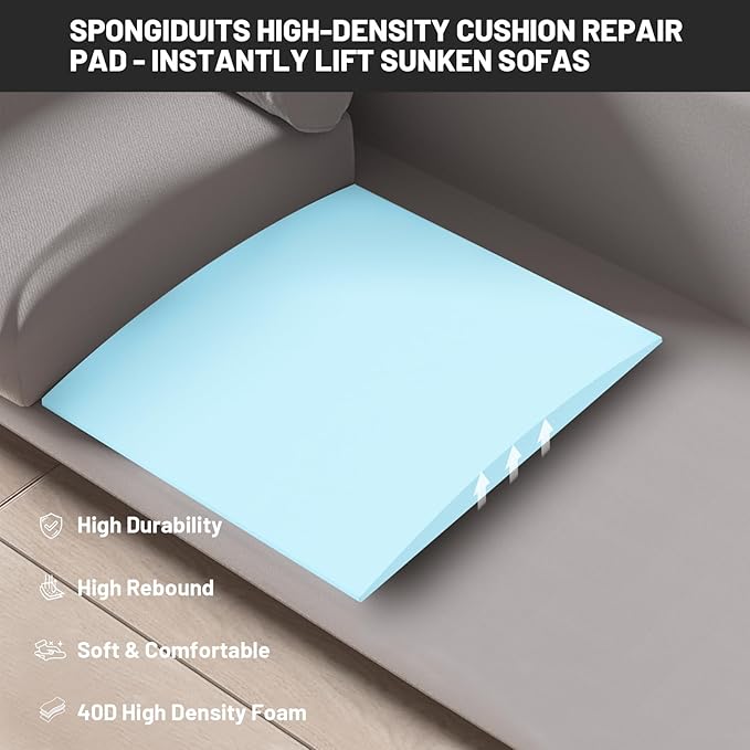 Couch Cushion Support for Sagging Seat, 20"x20"x2" 40D High Density Curved Foam Sofa Cushion Support, Under-Cushion Sag Repair,Blue Set of 3