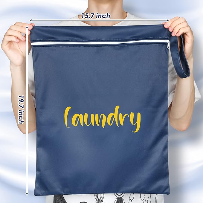 Shappy 2 Pcs Large Travel Laundry Bag Washable Waterproof Wet Dry Large Dirty Clothes Bag Bathing Workout(Laundry Style)