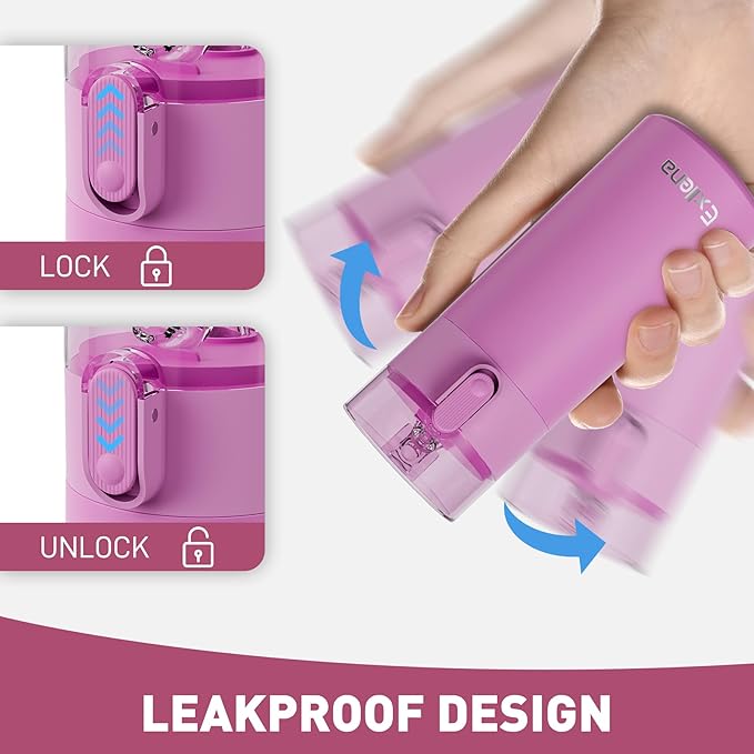 5oz Small Water Bottles with Straw, Mini Water Bottle with One-Hand Open Design, Leak-Proof Locking Lid for Hot&Cold Drinks, Small Travel Water Bottle - 100% Leakproof for School, Travel...(Lavender)