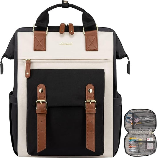 LOVEVOOK Laptop Backpack, Teacher Nurse Work Travel Backpacks Purse for Women, Computer Bag, 15.6 inch Black Brown
