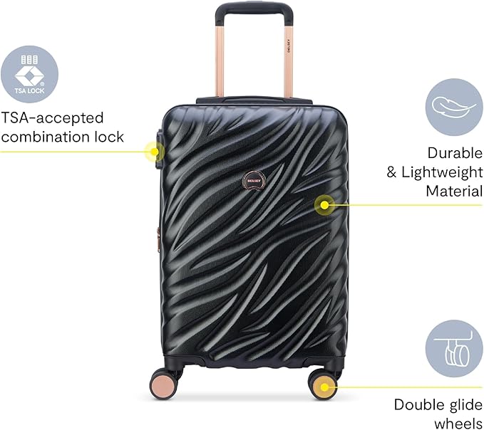 DELSEY PARIS Alexis Hardside, Medium Checked, Expandable Luggage with 4 Spinner Wheels, Lightweight Suitcase, 25-Inch, Black/Rose Gold