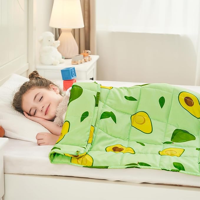 yescool Weighted Blanket 5 Pounds Cooling Weighted Lap Blanket, Green Avocados Heavy Blanket for Sleeping, Breathable Weighted Throw Blanket Gifts for 40-60lbs, 36"x48"