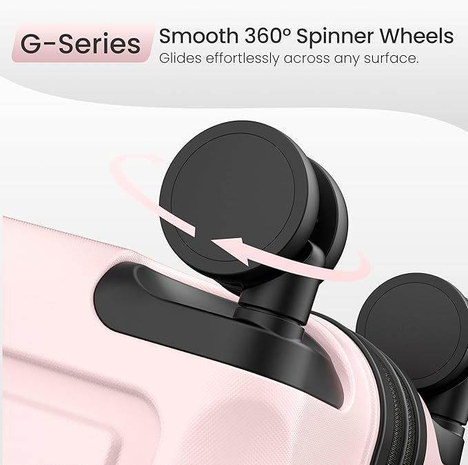 SHOWKOO Luggage Sets 3 Piece Expandable 100% PC Durable Hardshell Suitcase with Wheels TSA Lock Lightweight Luggage Pink