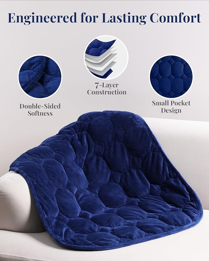 Kivik Weighted Blanket 7 lbs for Adult, Small Weighted Blanket Travel Size, Weighted Lap Blanket Throw for Calming & Relaxing, 24x29 Inches, Navy Blue
