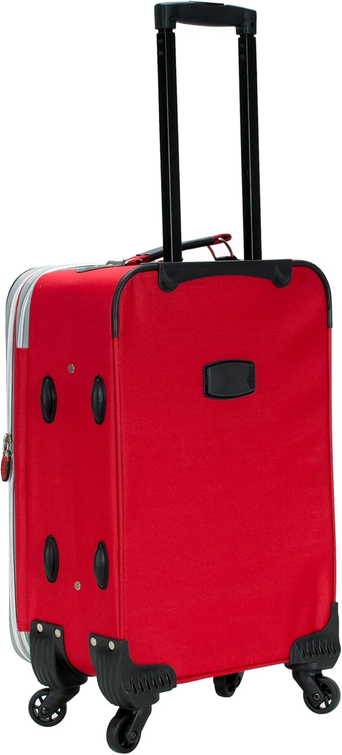 Rockland Pasadena Softside Spinner Wheel Luggage, Red, Carry-On 20-Inch