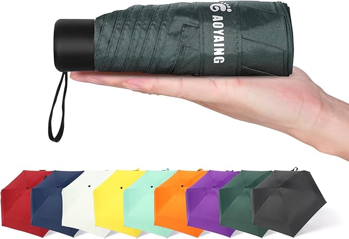 GAOYAING Compact Travel Umbrella with Case Sun&Rain Lightweight Small and Compact Suit for Pocket