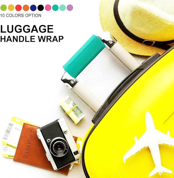 Luggage Handle Wrap 5 Pack-Leather Luggage Handle Wraps for Suitcase/Handbag/Duffel Bag/Car Bright Luggage Identfier/Handle Covers/Grips Luggage Accessories for Travel 3.0 (Turqoise)