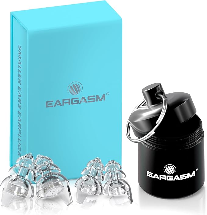 Eargasm Smaller Ears Transparent Clear Earplugs for Concerts, Festivals, Musicians, Night-Life, Motorcycle Hearing Protection - Reusable Ear Plugs for Small Ear Canals, Noise Reduction up to 21 dB