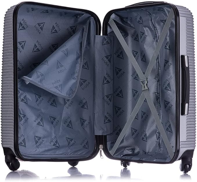 InUSA ROYAL Hardside Spinner Luggage with Ergonomic Handles | Spacious Travel Suitcase with Four Spinner Wheels and Studs | 24 Inch Medium Spinner Luggage | Silver