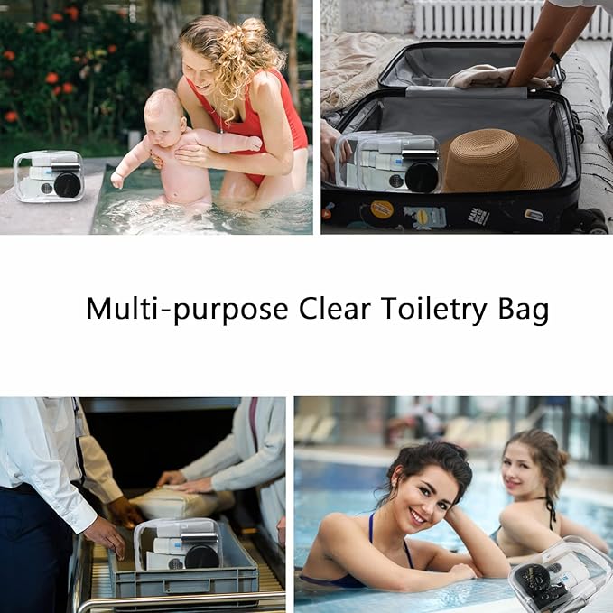 Buminee Clear Pouch, Makeup Bag, 6.6"x2.3"x4.7" TSA Approved Toiletry Bag-1 Pack All Clear