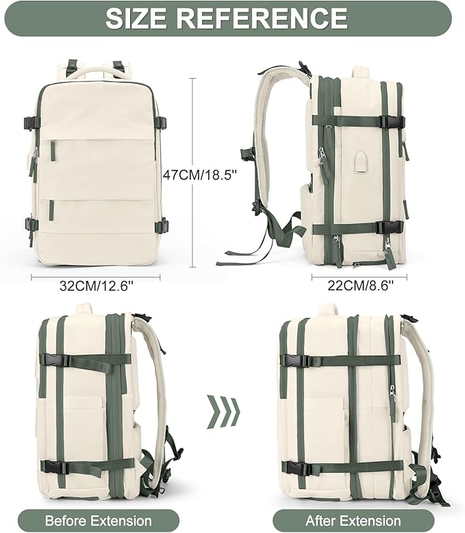 coofay Expandable Travel Backpack For Women Men Airline Approved Personal Item Backpack For Airlines Carry On Backpack Flight Approved Waterproof Backpack For Traveling On Airplane Travel Bag