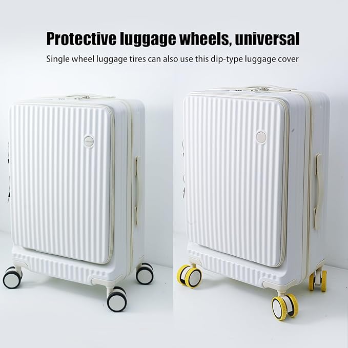 8 pack Luggage Wheel Covers,Adhesive Silicone Silent luggage wheel suitcase wheel covers protector covers Cover for Carry-on Luggage 2-2.6 inches (BLACK)