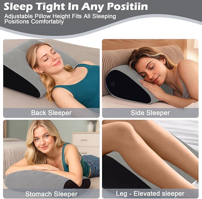 TheClover Portable Inflatable Wedge Pillow Cushion - 2 Pack Body Positioners Foldable Wedge Pillow for Sleeping,Back,Travel,Bed,Leg Elevation with Fast Inflation Deflation(Grey)