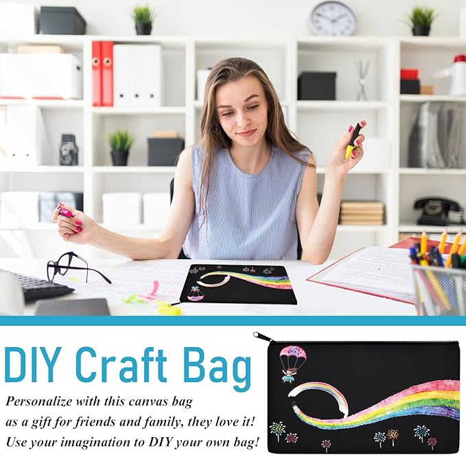 Legigo Blank Canvas Bag Zipper Pouch Makeup Bags Bulk - Multi-Purpose Canvas Pencil Pouch with Sturdy Zipper, Cosmetic Bag Travel Toiletry Bag for DIY Craft Projects, Storage (8.3 x 5 inches)