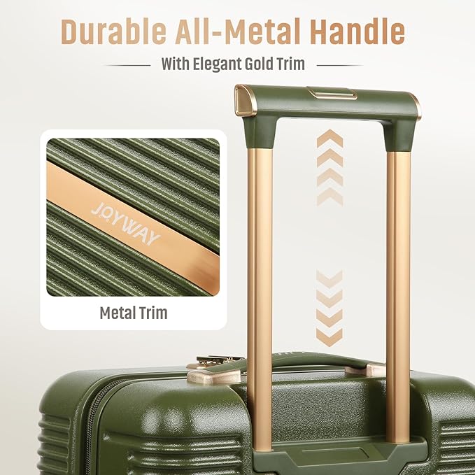 Joyway 3 Piece Luggage Set (20/24/28 Inch) – Lightweight ABS Hardshell Suitcases, Spinner Wheels, TSA Lock, Durable Travel Luggage (Dark Green)