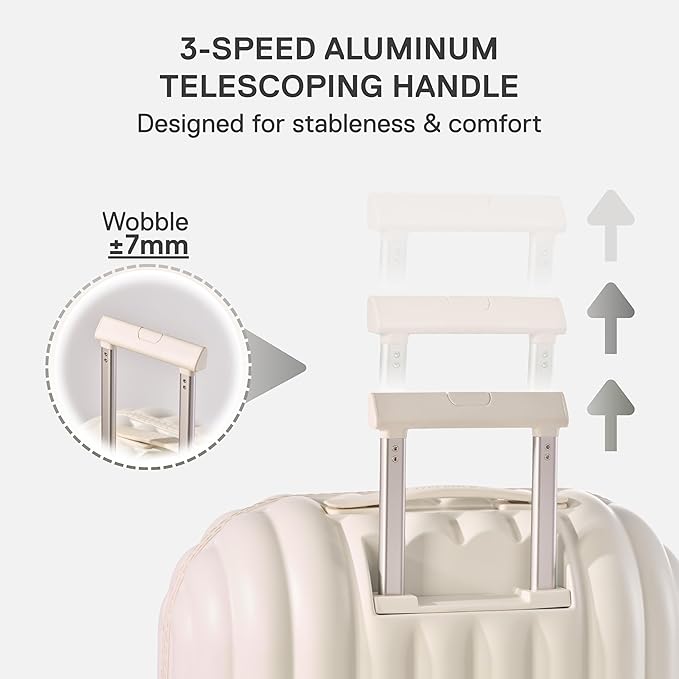 artrips Bread Design 28 inch Suitcase, Lightweight Hardside Luggage with 8 Spinner Wheels, PC TSA Lock, 98L, White