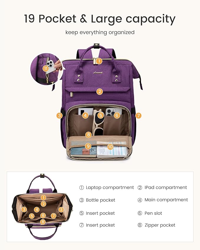 LOVEVOOK Laptop Backpack for Women with Giant Tumbler Holder Pocket,15.6 inch Waterproof Travel Backpack Purse Computer Laptop Bag,Professional Work College Nurse Teacher Backpack Daypack,Royal Blue