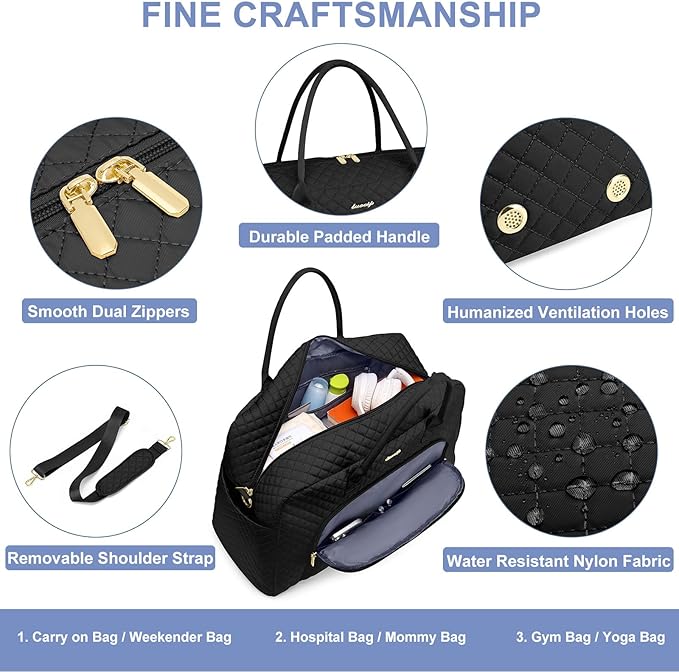 Travel Duffle Weekender Bags for Women - Weekend Bag Women with Shoe Compartment Carry On Overnight Bag with Toiletry Bag Duffel Bags Wet Pocket for Gym Hospital Bags for Labor and Delivery
